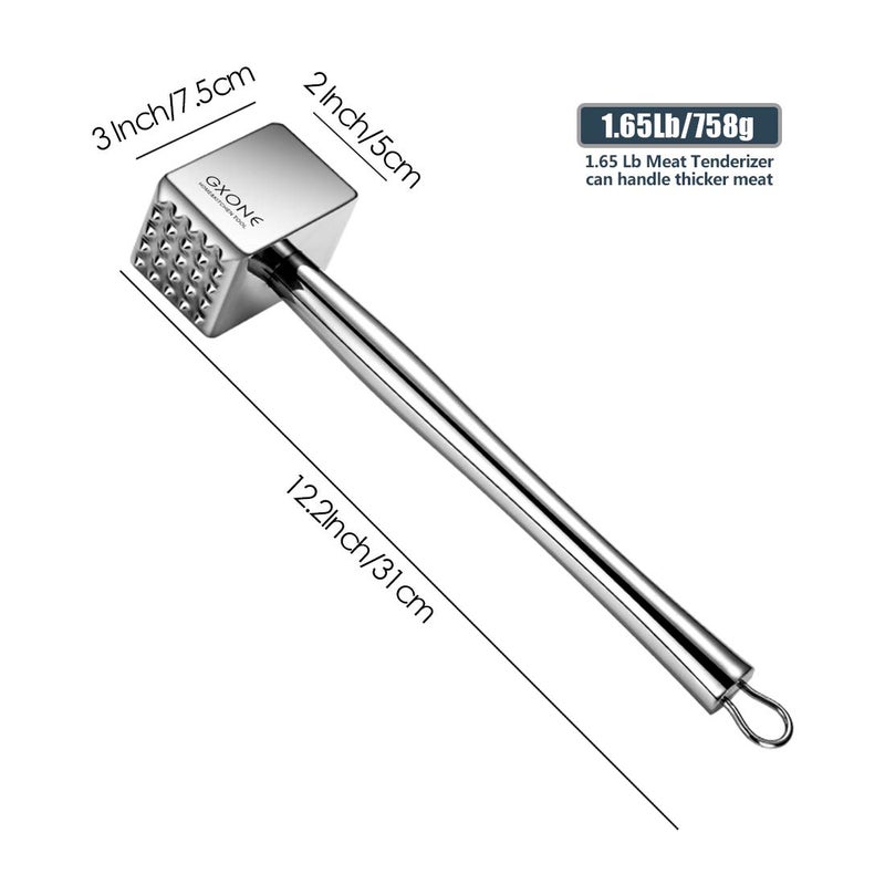 GXONE Meat Tenderizer,304 Stainless Steel Heavy Sturdy Meat Mallet/Pounder/Hammer Tool(1.65lb) - Image 2